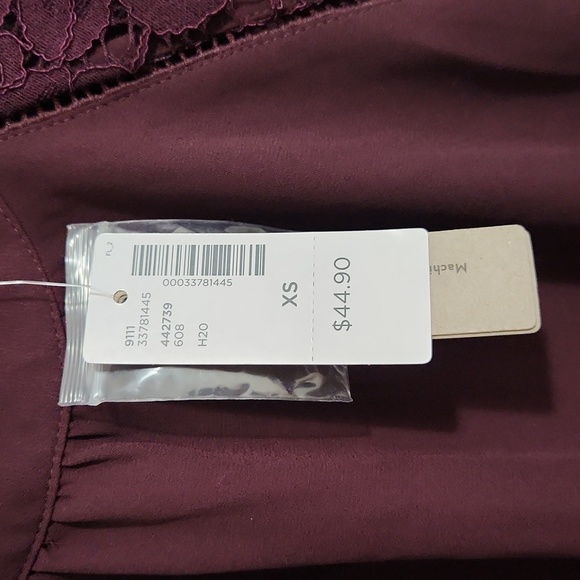 NWT Reitmans Burgundy Lace Sleeve Blouse  Top XS - Picture 9 of 10